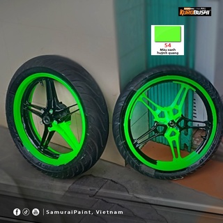 54 _ Sơn xit Samurai 54** màu xanh lá huỳnh quang  _ Fluorescent Green   sơn mâm xe máy và nhựa_ Tốt, giá rẻ, ship nhanh