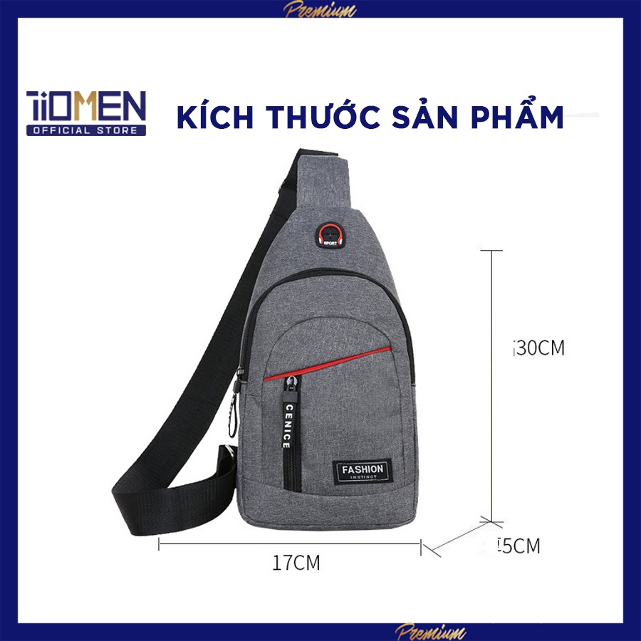Túi vải canvas đeo chéo nam mini, túi đeo chéo nam có lỗ tai nghe tiện lợi cách Hàn Quốc | BigBuy360 - bigbuy360.vn