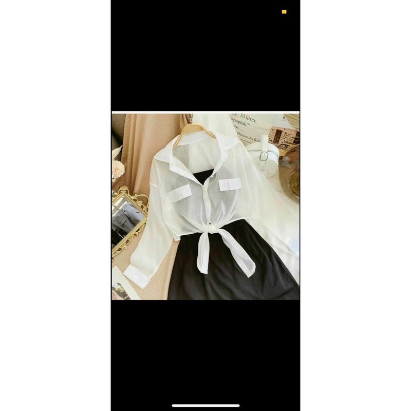 Đầm 2 dây ôm body kèm áo sơ mi voan ❤️sét đầm ôm nữ❤️ kèm ảnh thật