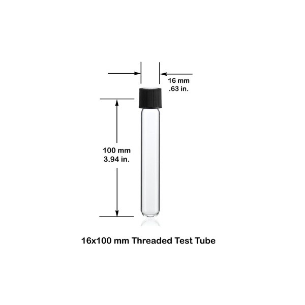 100 ống nghiệm nắp vặn chất lượng cao Boro. 3.3-16 x 100 mm - 10 ml - 1.0-->1.2 mm | TEST TUBES - glass - with screw cap