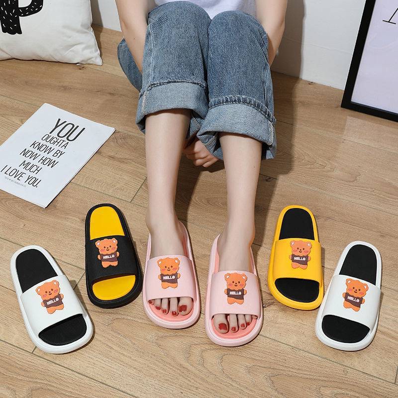 Dép Quai Ngang Nam Nữ hình Gấu BEAR [HÀNG LOẠI 1] đúc nguyên khối, siêu cute, mềm êm Hot trend hè 2021