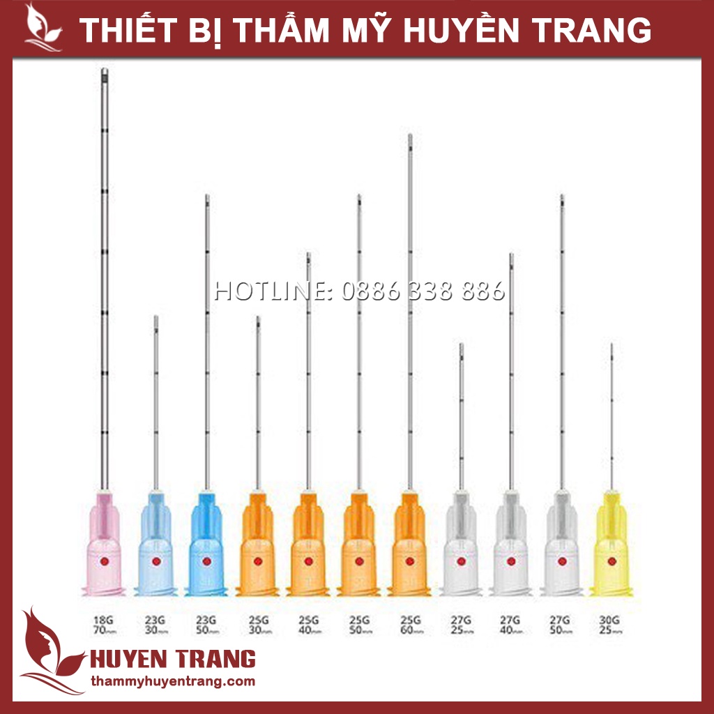 Kim 23G 25G 27G Cannula Tiêm Filler Mũi, Mông, Má, Mắt, Ngực Chuẩn Y Khoa