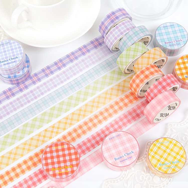 1 Roll Macaron Basic Masking Tape Planner Grid Washi Tape Scrapbooking Daily Decoration