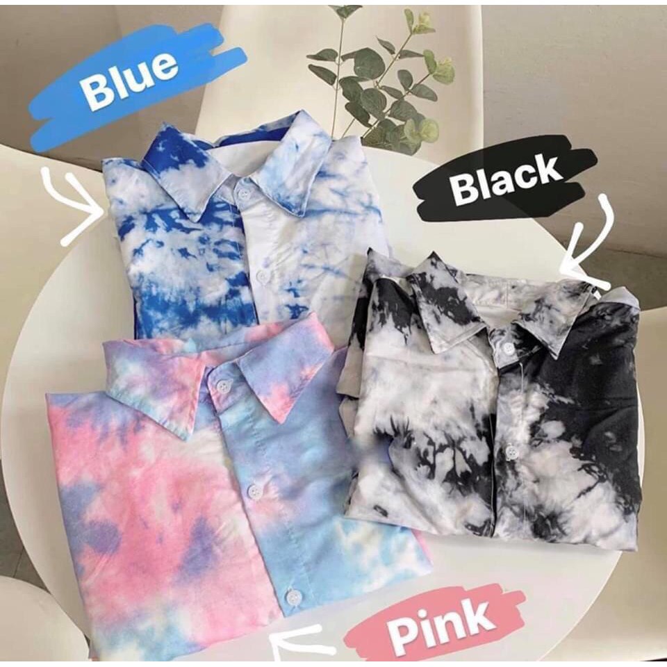 (Nhiều màu) ÁO SƠ MI TIE-DYE MÀU LOANG DARK STORM ULZZANG - ÁO SƠ MI LOANG 4 MÀU OVERSIZE FORM RỘNG