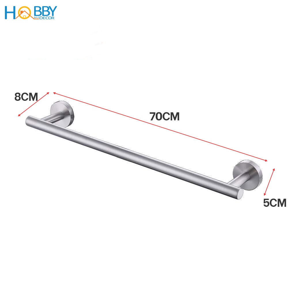 Thanh treo khăn nhà tắm Inox 304 khoan tường HOBBY Home Decor GT70 - dài 70cm lắp rắp đơn giản