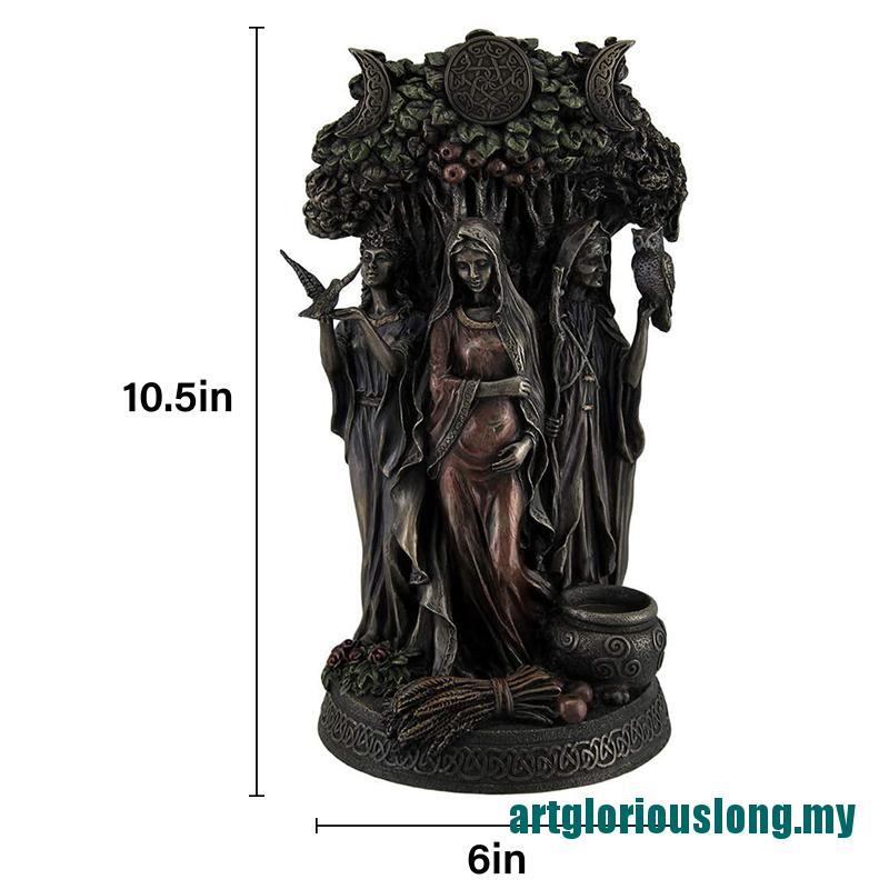 Tượng Nữ Thần Danu Irish Triple The Tuatha De Danann Bằng Nhựa Resin Đồng