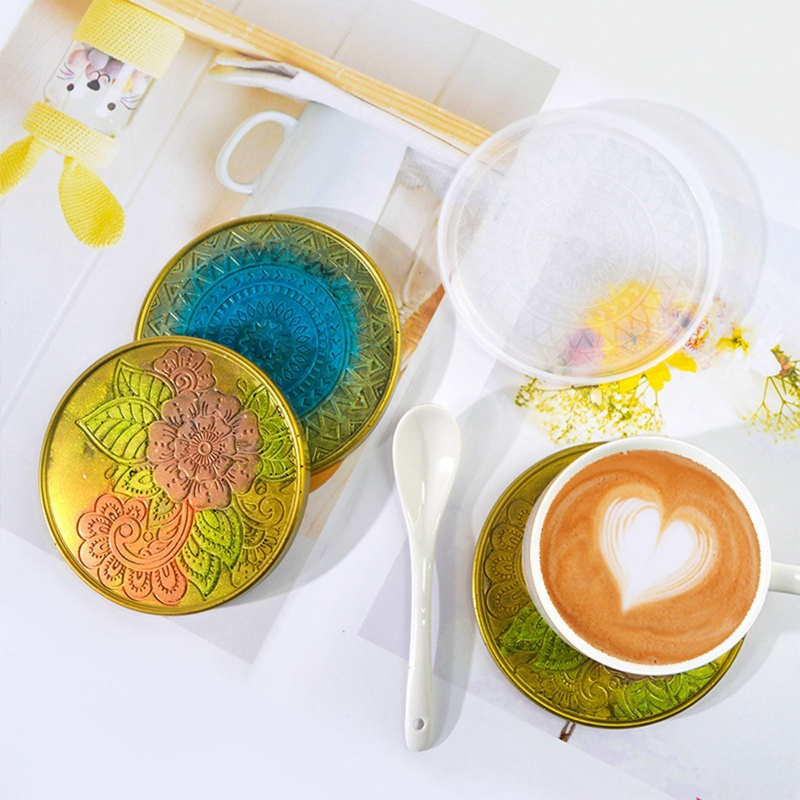 QQ Khuôn Silicone Làm Đế Lót Ly Bằng Resin Epoxy DIY