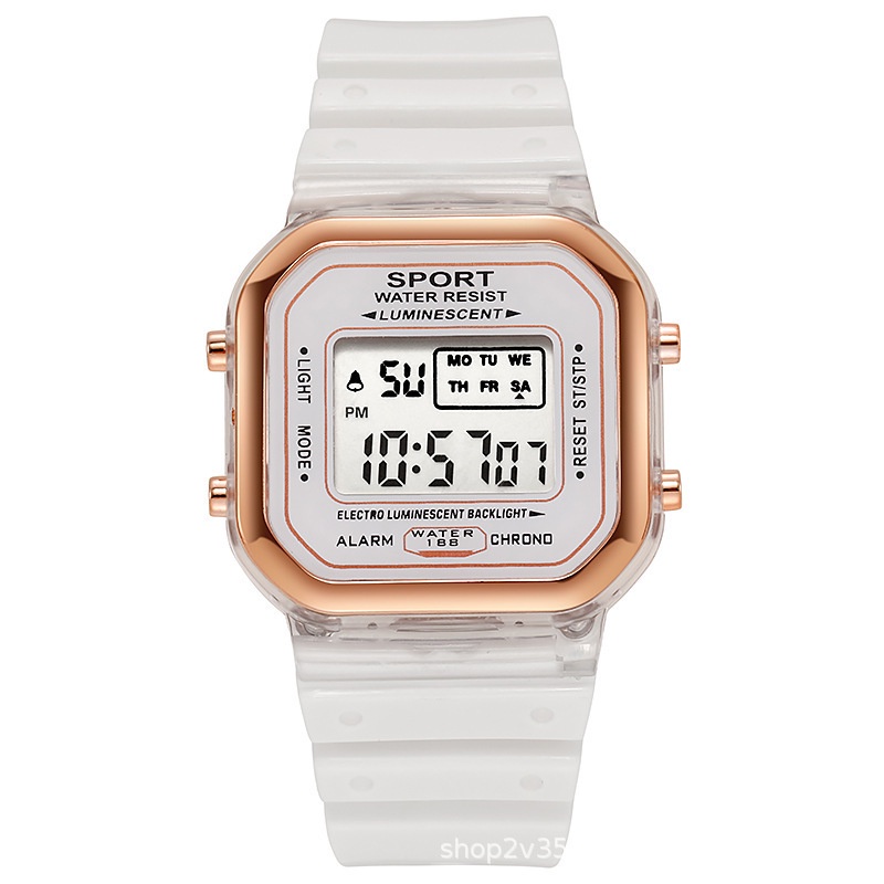 Đồng hồ điện tử thể thao thời trang unisex  dây nhựa cao cấp - mặt vuông AOSUN PKHRAS009