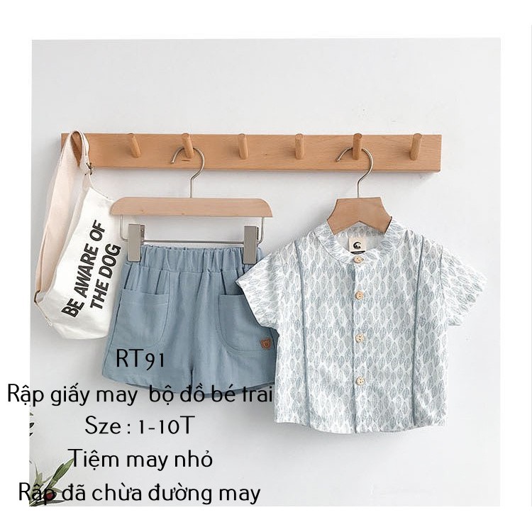 RT91_rập giấy may bộ đồ bé trai