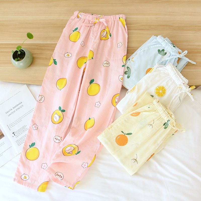 [CÓ SẴN] Quần ngủ pijama quần dài ngủ quả cam hè thu đông dễ thương Hàn Quốc ullzang