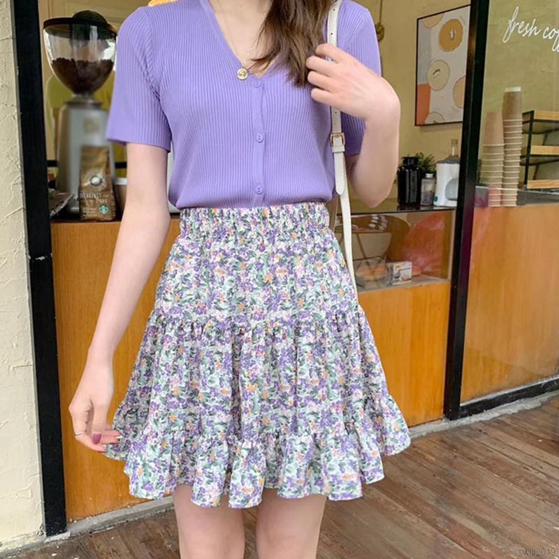 Chân Váy Voan Xếp Li In Họa Tiết Hoa Thanh Lịch Dành Cho Nữ | BigBuy360 - bigbuy360.vn