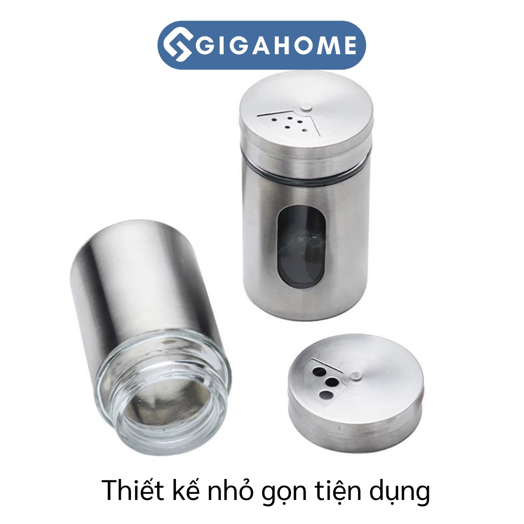 Lọ Rắc Tiêu, Muối GIGAHOME Đựng Tăm, Gia Vị Thân Bằng Thủy Tinh Bọc Thép 9825
