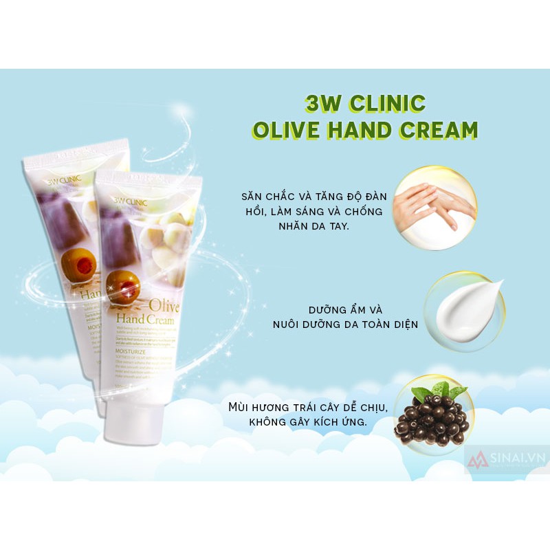 Kem Dưỡng Da Tay 3W Clinic Hand Cream 100ml