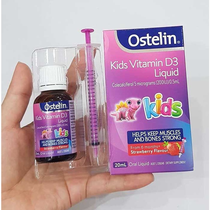 (Lọ thủy tinh) d3 ostelin liquid 6m+ vị dâu thơm ngon date 3/2025