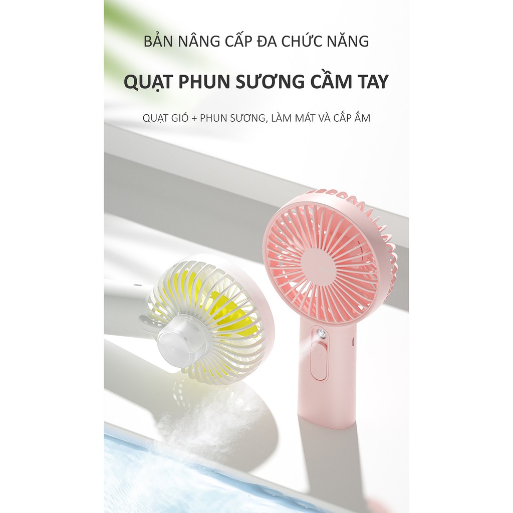 Quạt mini cầm tay phun sương tích điện Jisulife F9 Hot 2020, quạt phun sương 2IN1, lực gió siêu mạnh, tạo đổ ẩm cho da