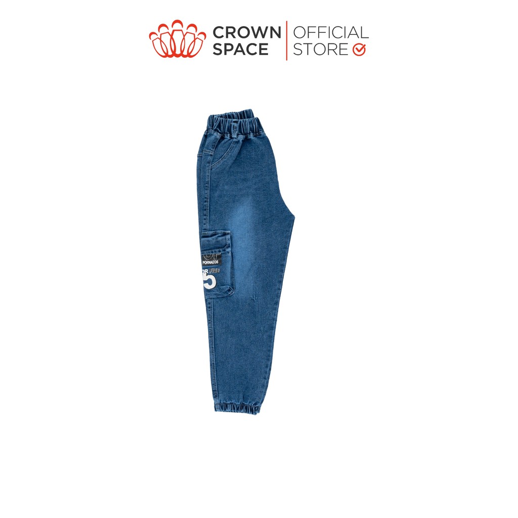 Quần Jeans Bé Trai Crown Space Cao Cấp CKBL2711404-Siêu Nhẹ Chống Nhăn, Xanh Pastel Chuẩn Anh Quốc Size 22kg-36kg