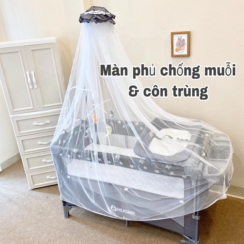 [Freeship đơn từ 150K] Nôi cho bé đa năng Hugme 8IN1, full tính năng, gấp gọn, tặng kèm 3 phụ kiện và đồ chơi cho bé