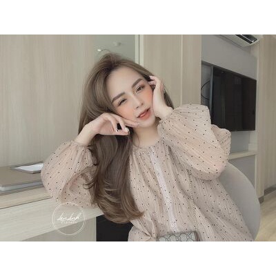 Áo Bi cổ tròn bo tay tiểu thư xinh