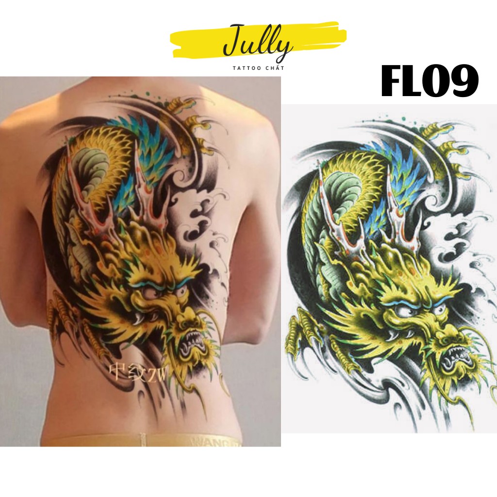 Hình xăm dán kín, full, bít lưng rồng, xăm tạm thời chống nước JULLY Tattoo chất