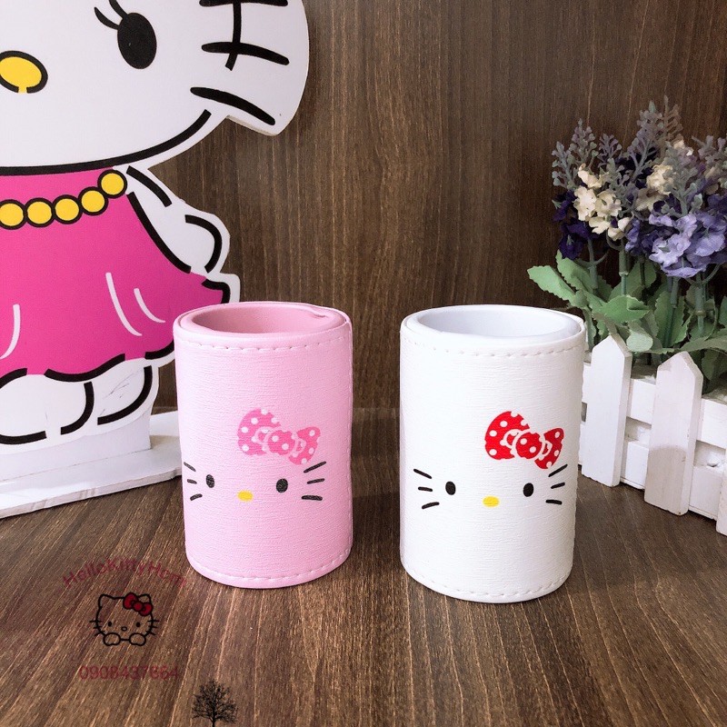 ống da pu cắm bút Mon và Kitty