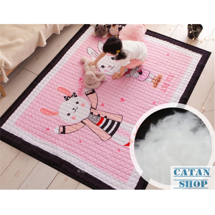 Thảm chơi, Đệm chơi cho bé cotton dày, xuất khẩu Hàn Quốc, hàng cao cấp - Sọc caro BB21-ThamM