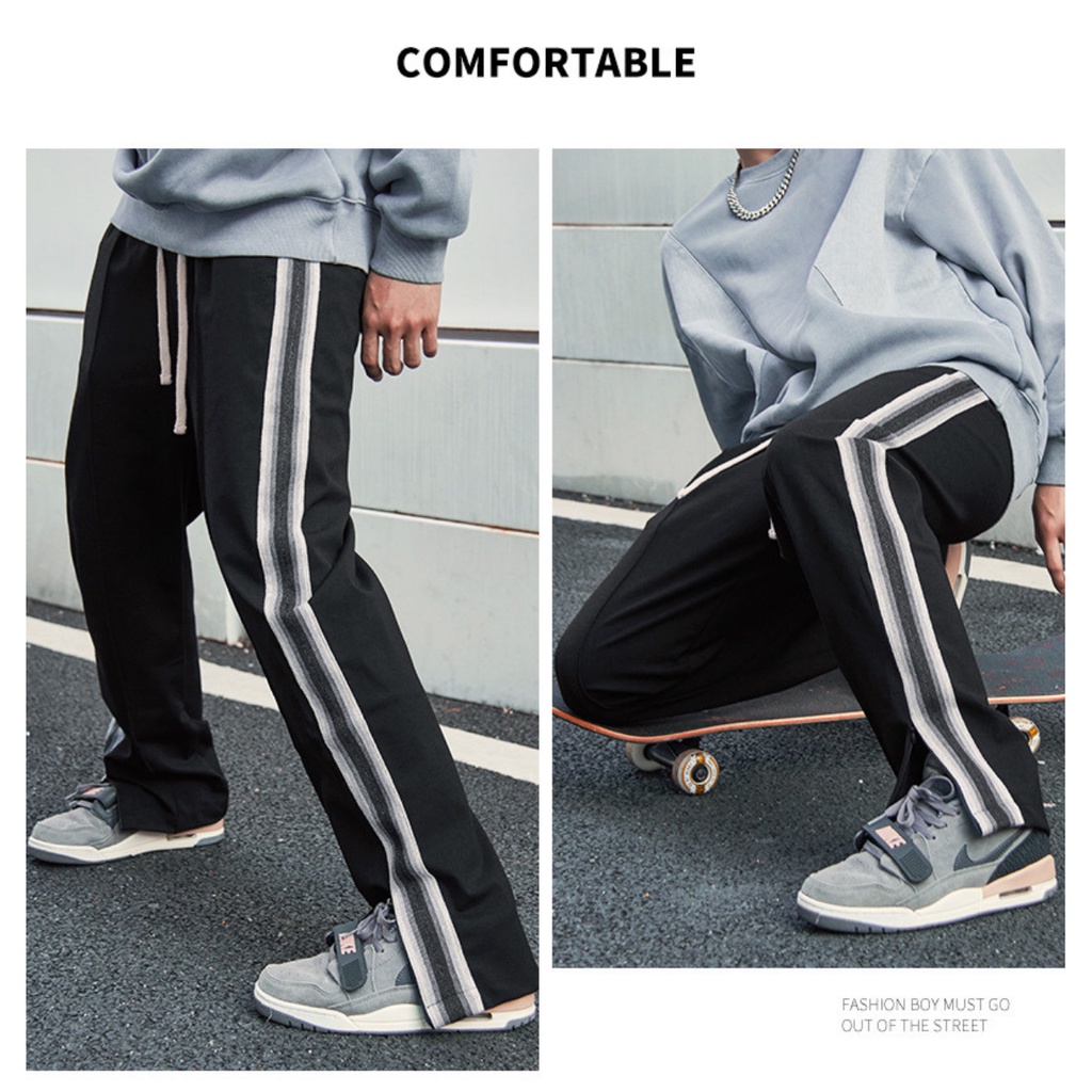 Quần Form Rộng, quần baggy Kiểu Dáng Thể Thao Phối Zip Phong Cách Streetwear SS2021