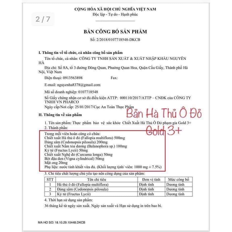 [Freeship HN, HCM Hà Thủ Ô Đỏ Phạm Gia Gold 3 bổ máu đen tóc đẹp da hàng chính hãng 100%] | BigBuy360 - bigbuy360.vn