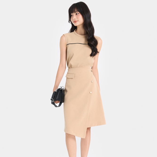 Áo Sát Nách Thời Trang Nữ HNOSS Dáng Suông Phối Dây Gợn Sóng HNAKI057