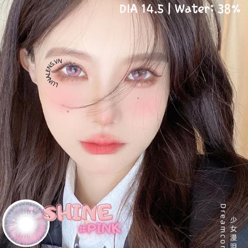 MỘT ĐÔI KÍNH ÁP TRÒNG MÀU HỒNG SHINE PINK LENS CÓ ĐỘ CẬN SIÊU ÊM SIÊU MỀM NỘI ĐỊA TRUNG QUỐC