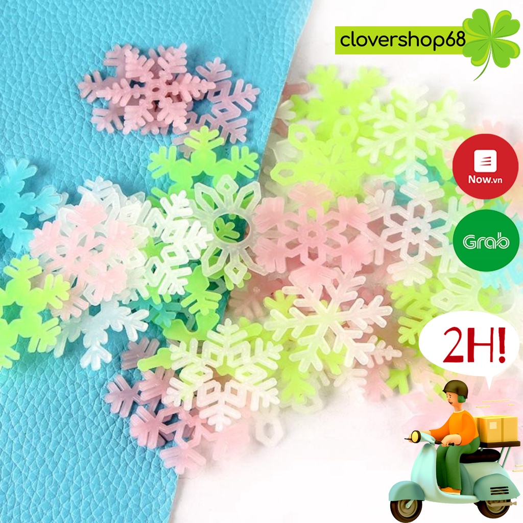 Gói 50 bông tuyết dạ quang - Bông tuyết dính tường phát sáng - chỉ còn Hồng/ Xanh🍀 Clovershop68 🍀