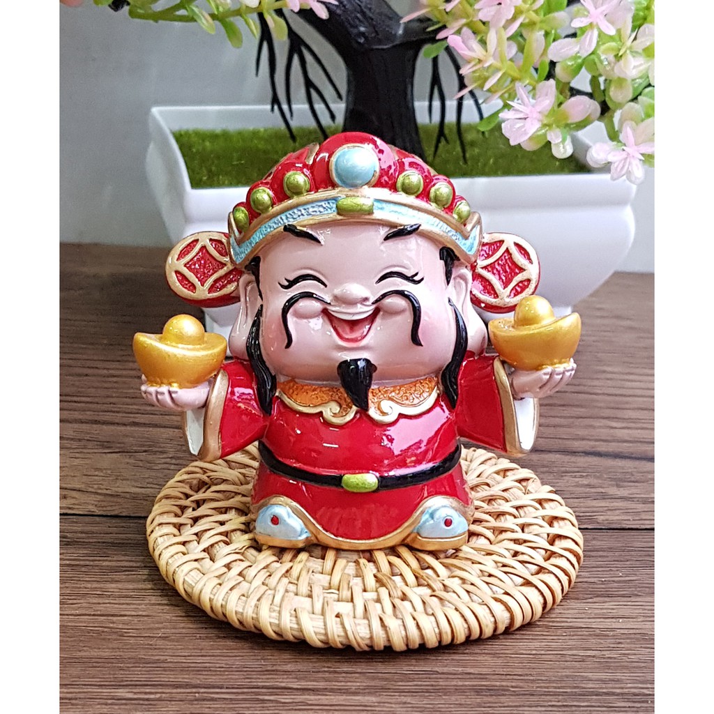 Tượng chibi Thần Tài may mắn 7cm - mẫu hai tay cầm 2 thỏi vàng