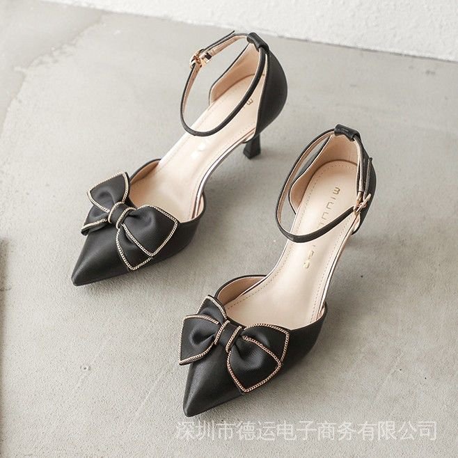 Giày Sandal Cao Gót Một Hàng Nút Thời Trang Hàn Quốc 2022 Cho Nữ