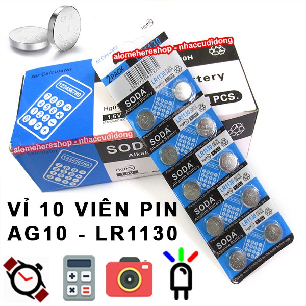 Vỉ 10 viên pin cúc áo LR1130 AG10