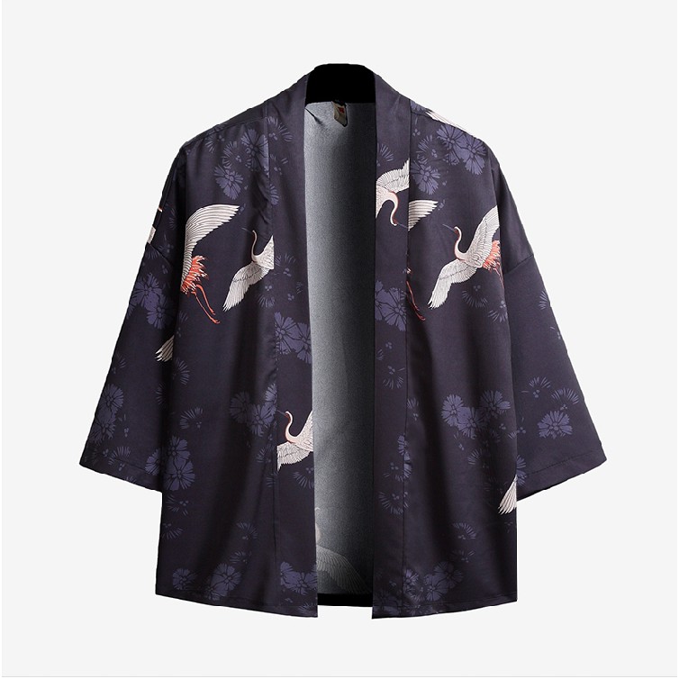 (CÓ SẴN) Áo khoác kimono haori happi hạc hoa