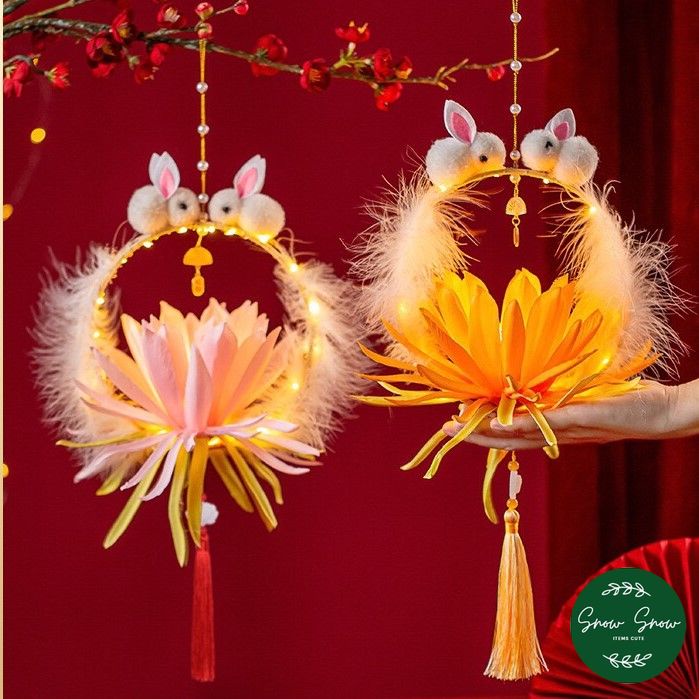 Đèn trang trí - Đèn Trung thu cầm tay nhiều mẫu đáng yêu có đèn tiện lợi phong cách cổ trang mới nhất