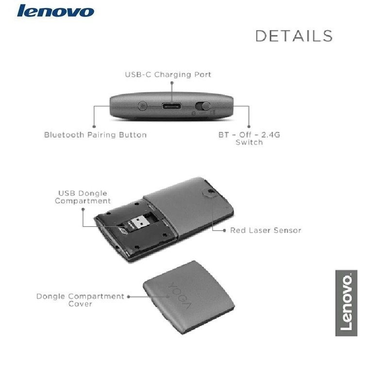 Chuột Không Dây Bluetooth Lenovo Yoga with Laser Presenter GY50U59626 | Hàng Chính Hãng