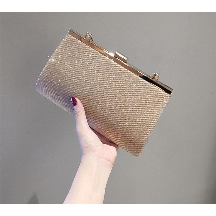 Clutch nữ dự tiệc kim tuyến có quai xách cực sang chảnh CY26 sang trọng phú phái dự tiệc D&H STORE