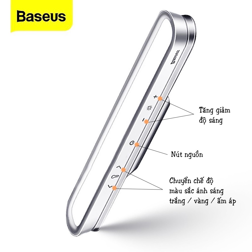 Đèn LED Đọc Sách Gắn Tường Từ Tính Baseus Tích Điện Không Dây Ba Chế Độ Sáng Tăng Giảm Được Độ Sáng