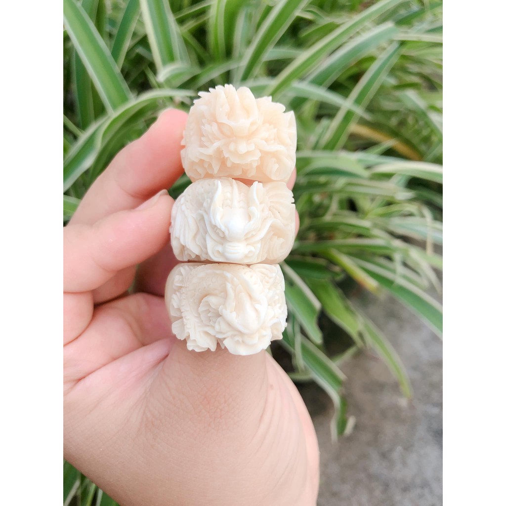 NHẪN XƯƠNG MỸ NGHỆ HÌNH CÁ CHÉP HÓA RỒNG _ XƯƠNG THẬT