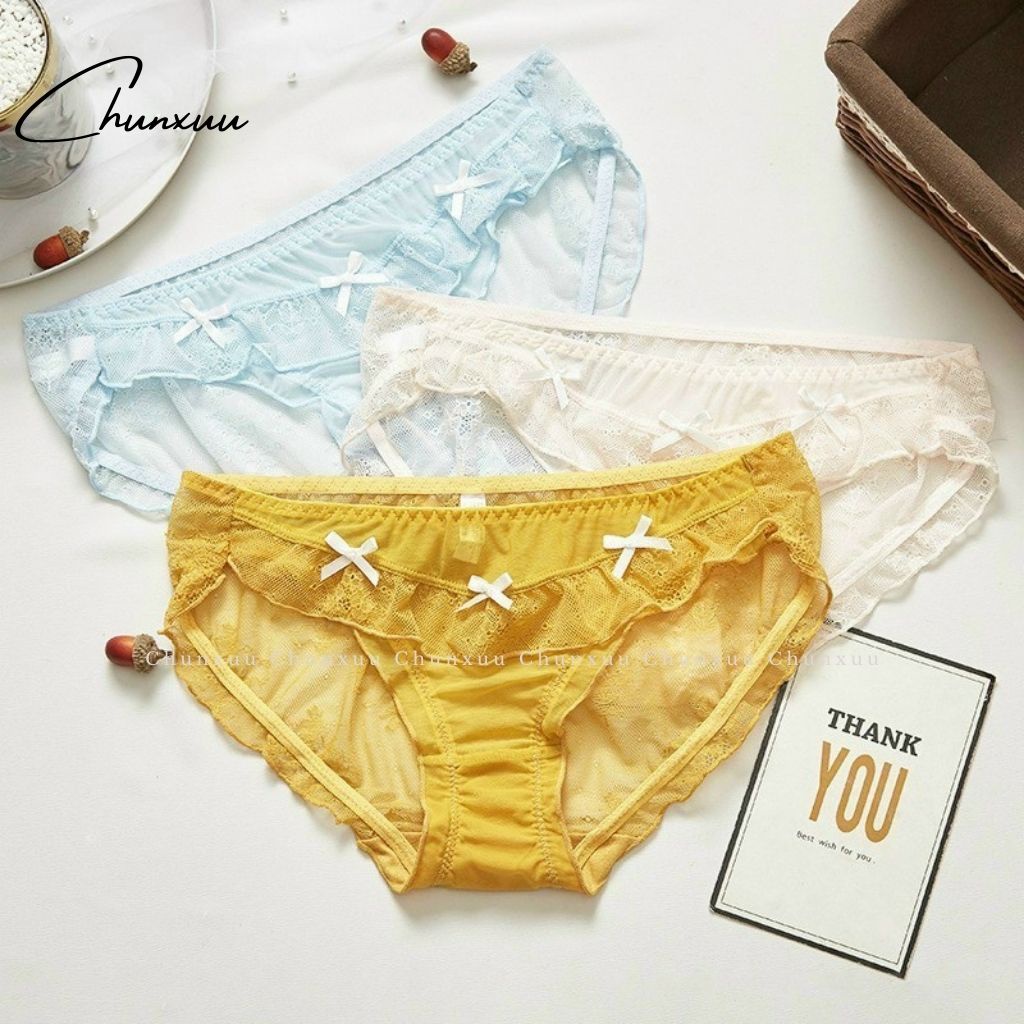Quần lót nữ ren hoa CHUNXUU, thiết kế đính nơ chất ren mềm mại thoáng khí - QC70