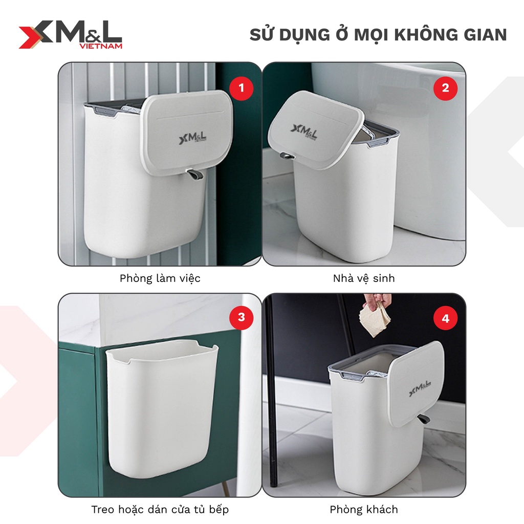 Combo Thùng rác Thông minh B-JA 18 Lít + Thùng rác treo nhà bếp M&amp;L 7 Lít