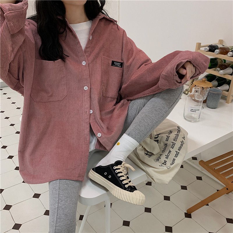 áo sơ mi ulzzang order áo khoác sơ mi nhung tăm dáng rộng phong cách hàn quốc KÈM ẢNH THẬT