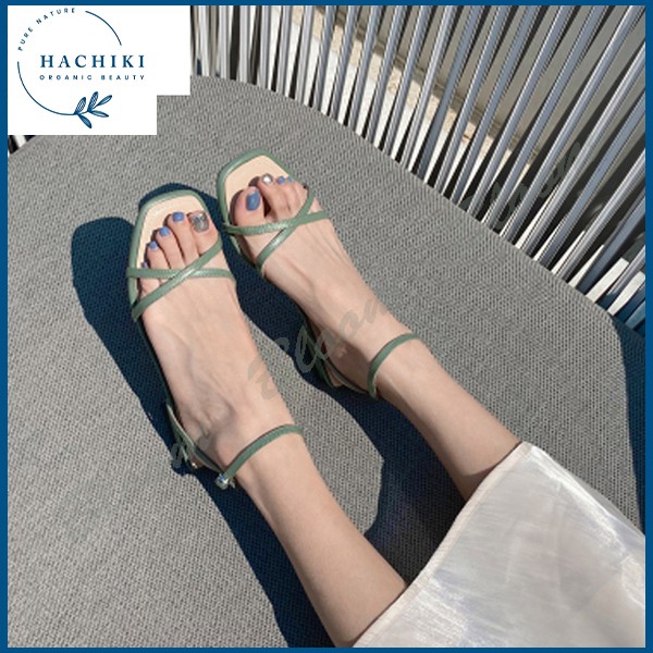 Sandal nữ đi học đế vuông 3p thời trang cao cấp HACHIKI Sandal nữ bền đẹp 2 quai chéo nữ tính G04