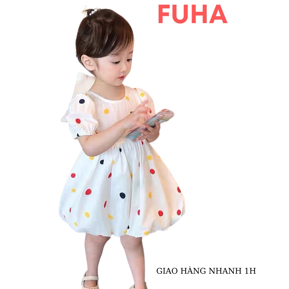 Váy cho bé FUHA, đầm chấm bi xinh xắn cho bé 10kg đến 20kg