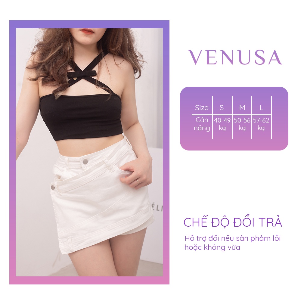 Quần sooc jean nữ vạt chéo denim Hàn Quốc sang chảnh VENUSA Q005 | BigBuy360 - bigbuy360.vn