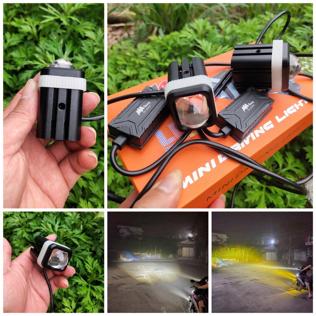 Đèn trợ sáng xe máy ô tô M.A bi cầu 2 màu cốt pha 80W mẫu mới bản đặc biệt 4 chế độ cho khách víp có quạt tản nhiệt