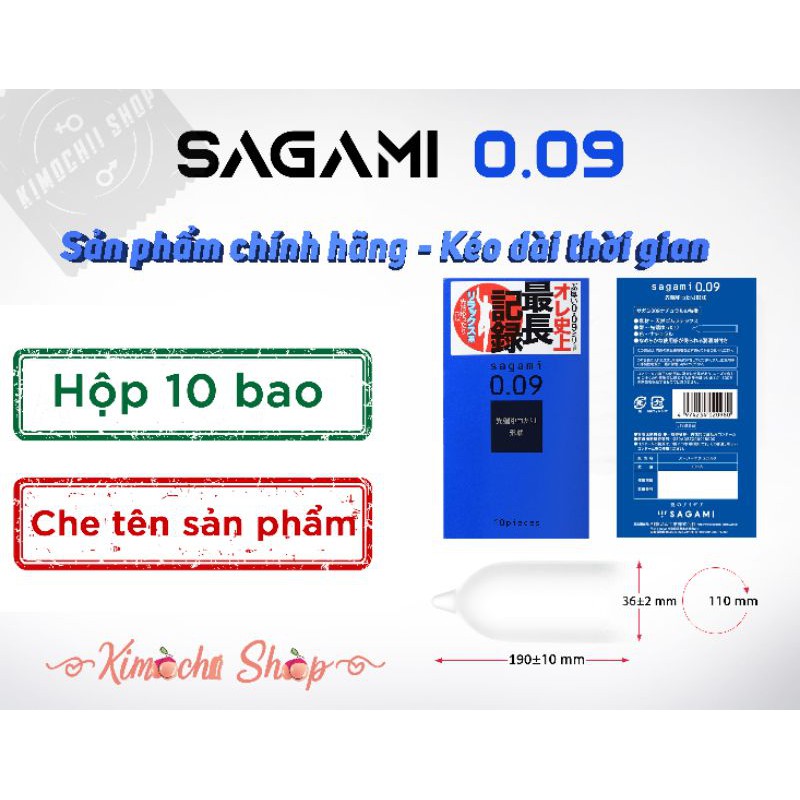 [Chống xuất tinh sớm] 01 hộp bao cao su Sagami 0.09mm - Bao cao su kéo dài thời gian - 1 hộp 10 chiếc