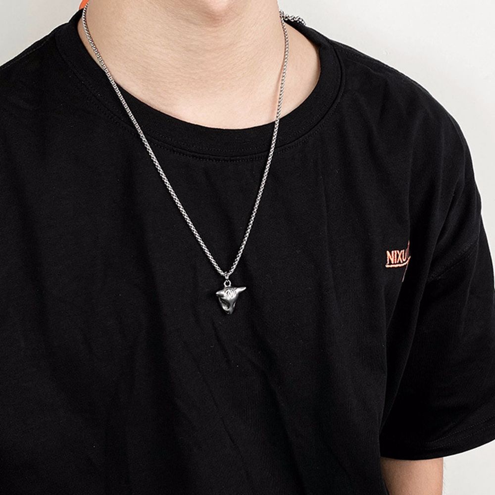 Dây Chuyền Dài Mặt Hình Đầu Bò/Hươu Thời Trang Phong Cách Punk Hàn Quốc Cho Nam