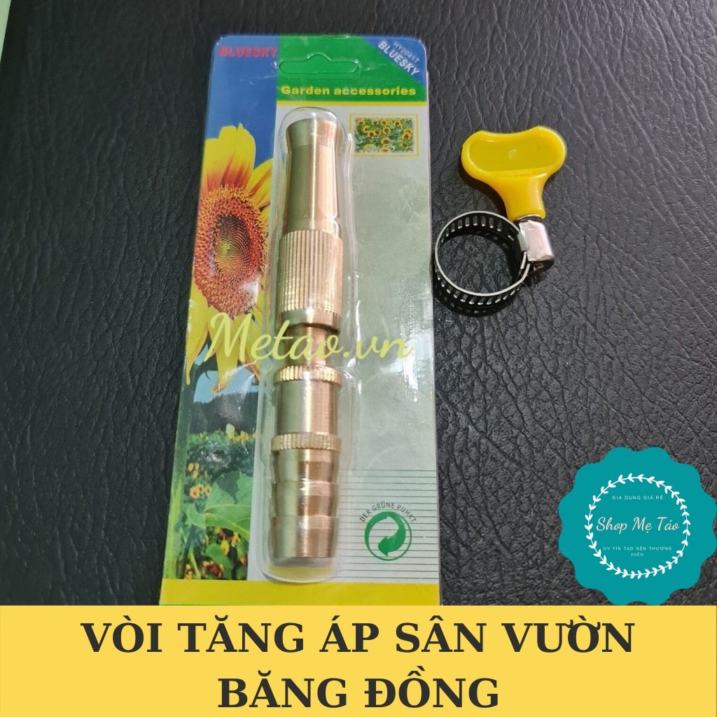 Đầu vòi xịt nước tăng áp suất rửa xe ô tô, xe máy, tưới cây, sân vườn kèm vỉ tặng đai xiết vòi nước.