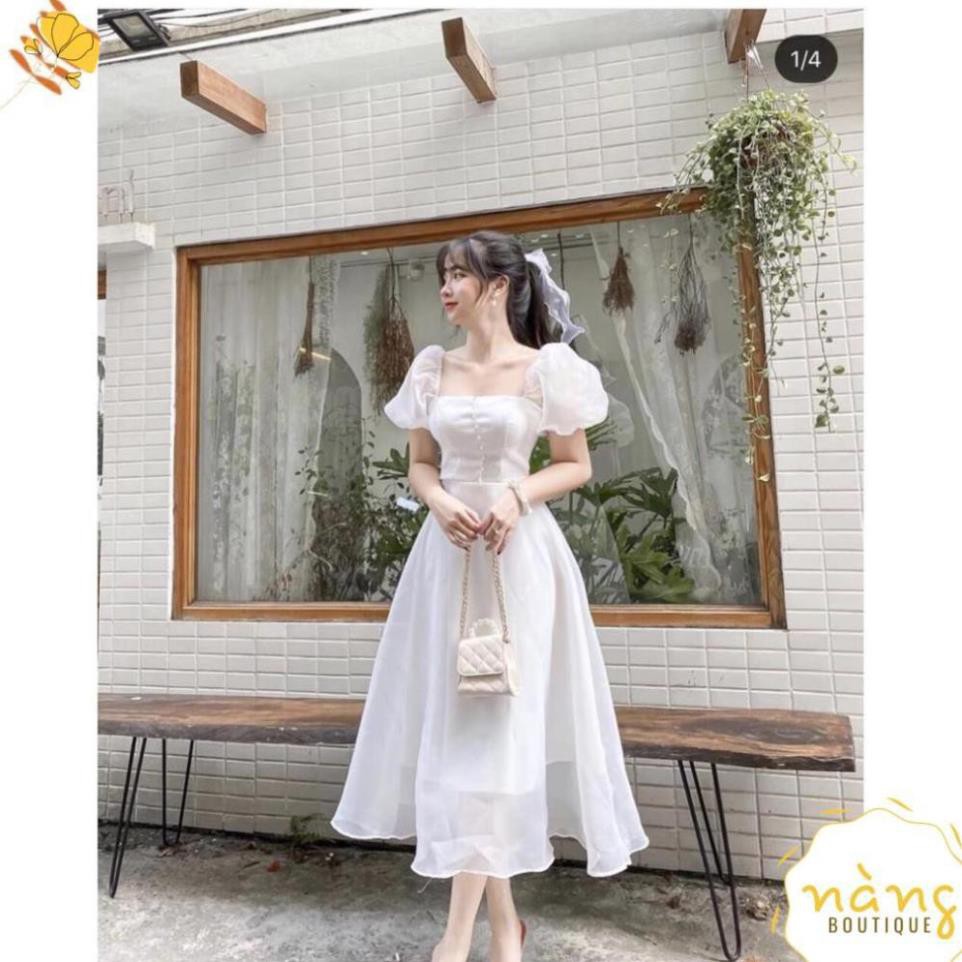 [Mẫu yêu thích] Váy Nữ Đẹp 💖FREESHIP💖 Đầm dáng xòe công chúa tay phồng nút [Mẫu Mới 2021]  ྇